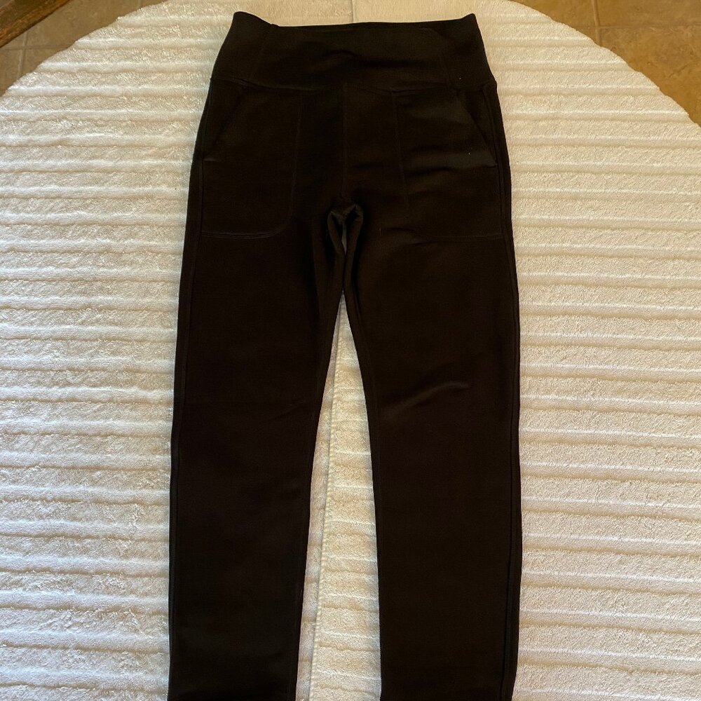 Black fleece cuffed warm-up pants